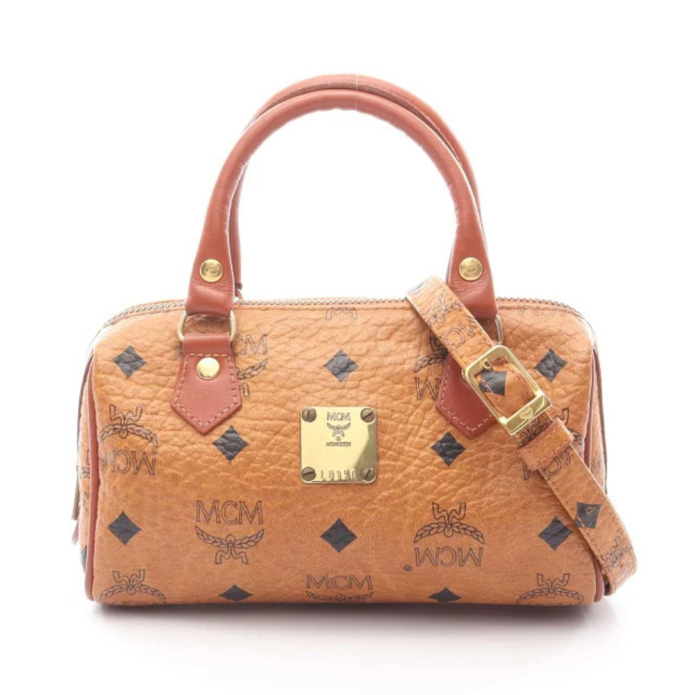 MCM Visetos handbag canvas leather brown